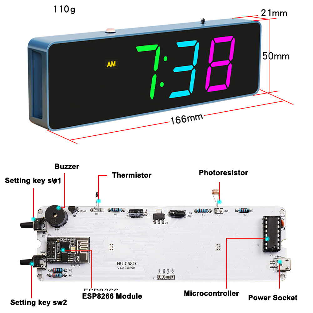 Kit d'horloge WiFi coloré, hor - Diy Electronics For Beginners avis et prix